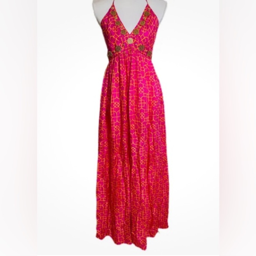 MILLY 100 % Silk Maxi Halter Dress size 10